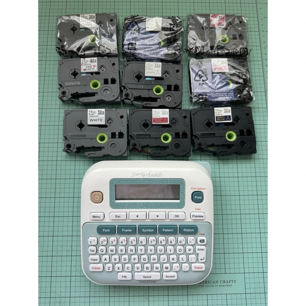 Brother P-touch Embellish PT-D215e Label Maker Machine + 9 TZe 12mm Tape Lot